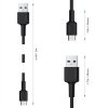 AUKEY CB-CA2 OEM kabel USB-C - USB-A 2m 60W PD 3A 20V FCP AFC nylonowy oplot czarny